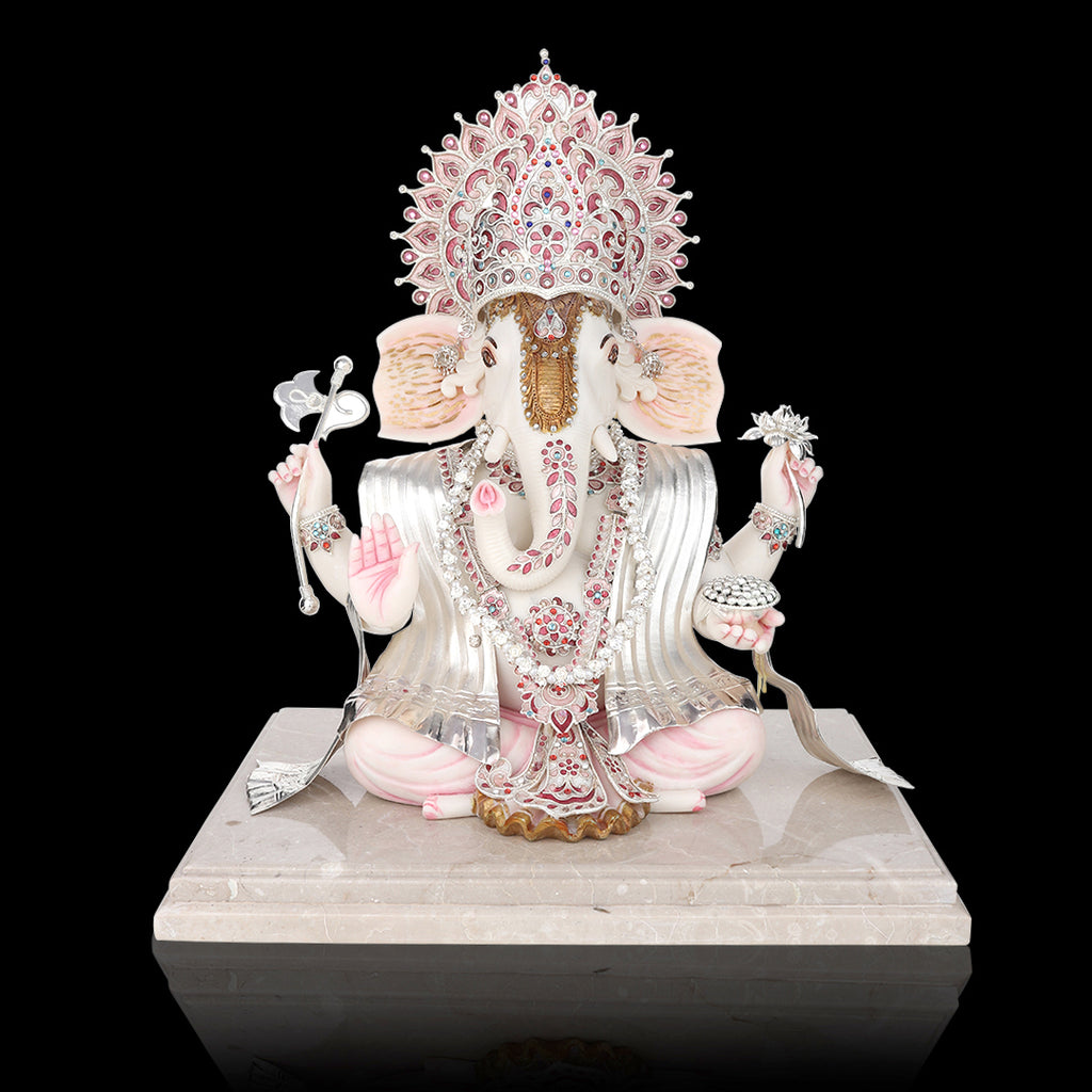 Lord Ganesha Minakari Work on Synthetic Ivory