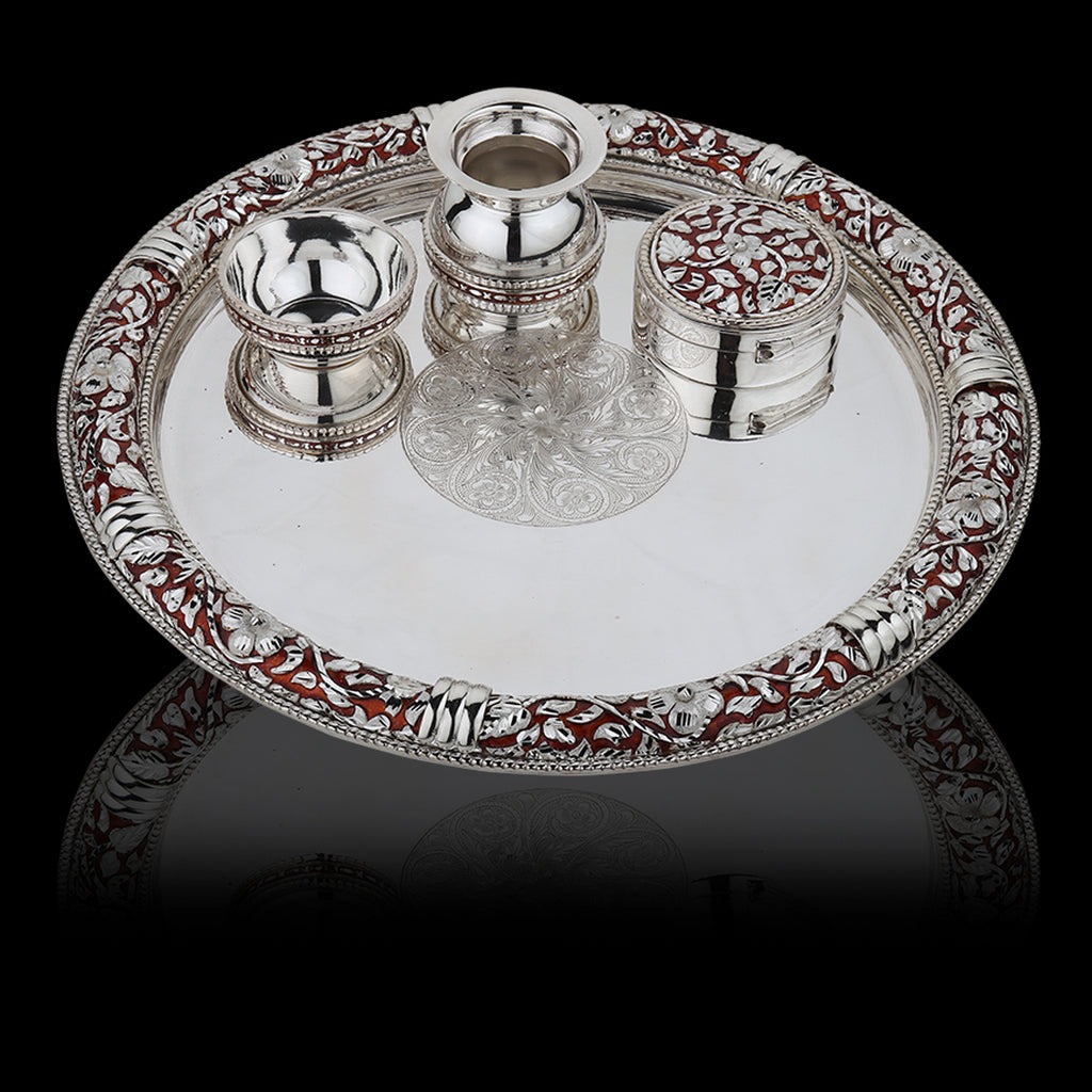 Pipe Meenakari Aarti Thali Set