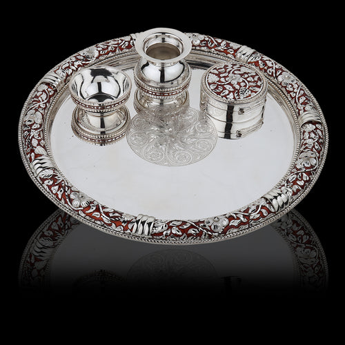 Pipe Meenakari Aarti Thali Set