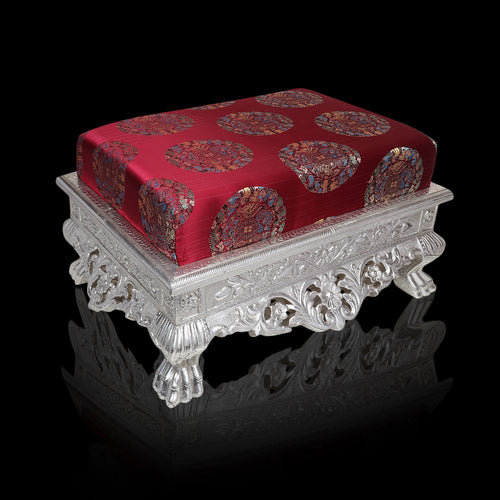 Silver-Clad Chowki with Cushion