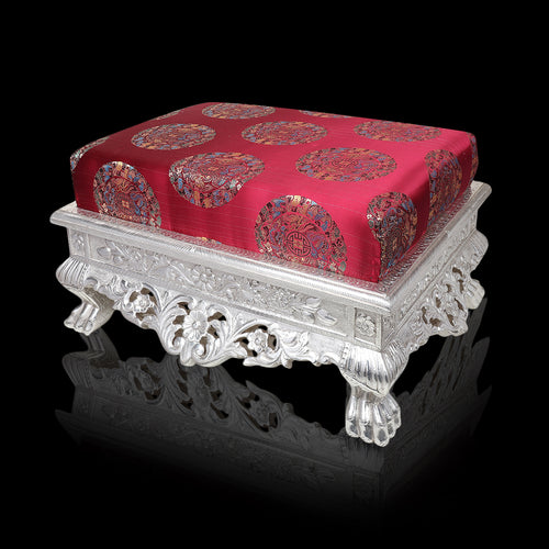Silver-Clad Chowki with Cushion